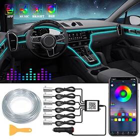 He-trilig-6 Herane Interior Car Led Strip Lights Rgb 6 In 1 Ambient Lighting Kits With 315