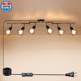 B0f8871lyp Hibay Plug In Track Lighting 6-light Rotatable Ceiling Light Fixture Black