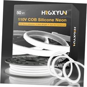 Hrgcobneon-15mcw Hrg Cob Led Neon Rope Light 110v - 15m/50ft Waterproof Silicone White