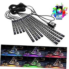 Rgb-app-12-in-1 Hulix 2x150cm 2x90cm 12pcs Motorcycle Led Underglow Kits 16 Million Colors A Pp