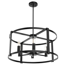 19001 Hunter Astwood 6-light Chandelier In Matte Black