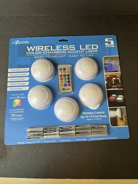 I-zoom 845181050068 Wireless Led Color Changing Accent Light With Remote 5-pack