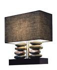 Lt1036-blk Id Rectangular Black Stacked Stone Table Lamp 2251921 Shade Dual Ceramic