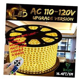 Iekov 110v 5050-60-ww/l5 Color Led Strip Light Ac 110-120v Flexible/waterproof/multi 16.4 Ft Warm White