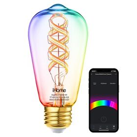 Ih-bw949-999 Ihome Smart Spiral Edison Rgbw Multicolor Led Light Bulb St19 E26 440 Lumens