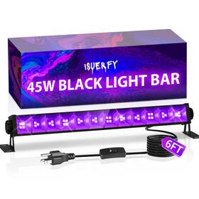 B0cy5cm88x Isuerfy 45w Black Light Bar With 6ft Cord Switch 25x25ft Area Coverage Led Uv-a