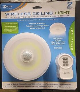 Izoom 845181042001 I Zoom Wireless Ceiling Or Wall Light With Remote Control