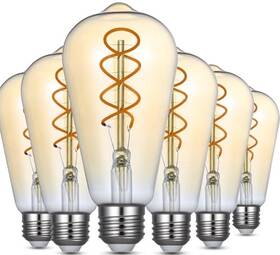 Amber-6 Jacqueny 607601696429 St64 Vintage Edison Filament Led Bulb Amber 6 Pack Long 2200k