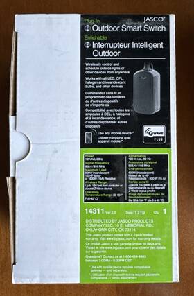 14311 Jasco Plug-in Outdoor Smart Switch Z Wave Wireless Control