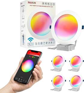 Jullison 696603140580 8 Inch Led Recessed Canless Smart Wafer Downlight Wifi App And Voice 120vac