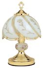 K313 Ore International White Glass Floral Touch Lamp Brushed 696393616555
