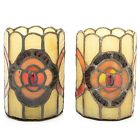 K411491 Elegance Set Of Two Stained Glass Accent Lamps Amber