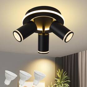 B0ffmf3b3r Kaissen Led 3 Light Track Lighting Kit Black Round Ceiling Spot Fixture With F