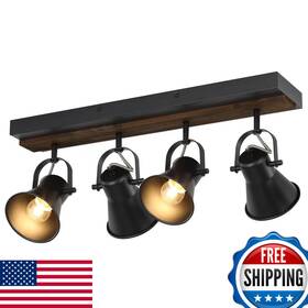 Keesfu B0c32w5mq9 4-light Track Lighting Kitblack Semi Flush Mount Ceiling Light 4