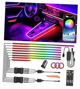 Kena08-246 Kenanek 246 Acrylic Car Ambient Lighting Multi-color 8 Led Light Strips