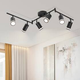 B0c5xsl3hs Ketom 6-light Gu10 Black Led Track Lighting Fixture Ceiling Spotlight