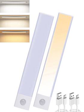 6mkos2 Kingeng 2-pack 1ft Under Cabinet Light 3-color Motion Sensor Dimmable 84led Closet Lamp