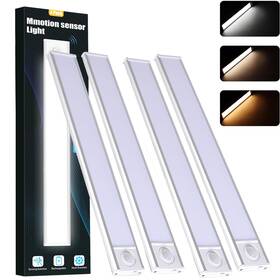 H3hnms320e Kingeng 4 Pack 12in 64led Under Cabinet Light Batten Bar Motion Sensor 3-color Dimmable