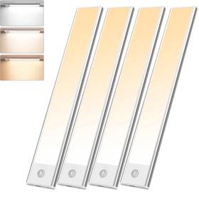 Pxhu24 Kingeng 4 Pack 12in Under Cabinet Light Closet Lamp 3-color Dimmable 84led Motion Sensor