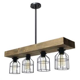 Lhc-1001-rw Lalia Home 4 Light Farmhouse Beam Pendant Restored Wood
