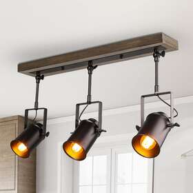 Laluz 630128003883 Modern Farmhouse 3-light Track Lighting Adjustable Head Spot Black L 26.5 Inch X W 4