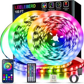 Hu-xi-27  Leeleberd 100 Ft 2 Rolls Of 50ft Music Sync Color Changing Rgb Led Strip Lights With