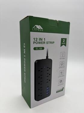 El-08 Lefree 12-in-1 Power Strip 8 Ac Outlets 3 Usb Ports 2-pack New H2