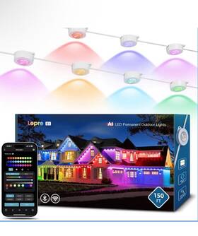Lepro 810168790602 E1 Ai Permanent Outdoor Lights App Control 150ft 90 Led Smart Rgb Ic W