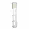 Lf1014-wht Simple Designs Home Floor Lamp Shelf White With Off Linen Shade 810241024686