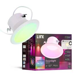 Lfxr4db Lifx Lfxr4db/rgbw/rt 4 Inch Smart Adjustable Retrofit Deep Baffle Recessed Trim Kit Downlight