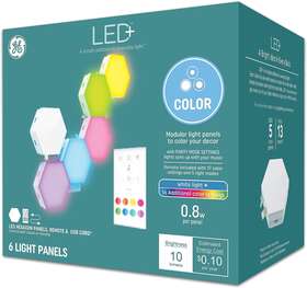 93129895 Lighting Led Color Changing Hexagon Tile Panels With Remote No App Or Wi-fi Require