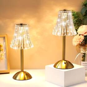 Ian-liliful-33849 Liliful 2 Pcs Led Portable Cordless Table Lamp Touch Battery Gold Rose Style