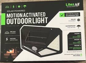 25393 Litezall 300 Lumen Solar Black Water-resistant Led Security Light New In Box