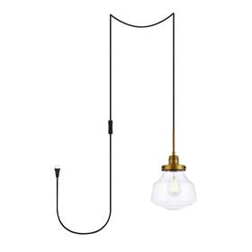 Ldpg6254br Living District Lyle 1 Light Brass And Clear Seeded Glass Plug In Pendant