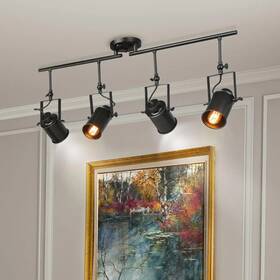 Lnc 708747326970 Modern Black 4-light Spotlight Adjustable Linear Track W 36.4 Inch X E4.7 H