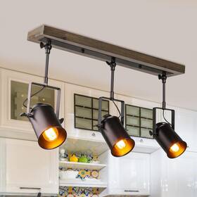 Lnc 708747342871 Modern Farmhouse 3-light Wood Track Spot Lights - 24.8 Inch X Black 4.7 15