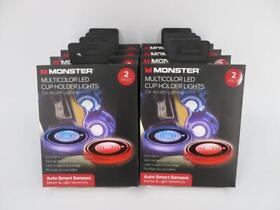 Mlb7-1010-rgb Lot Of 8 Monster Multicolor Led Car Cup Holder Lights With Smart Sensors 2 Pack