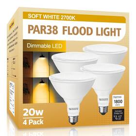 200w Loxyee 742686421273 Par38 Led Outdoor Flood Light Bulbs 4 Pack Dimmable 20w Equivalent