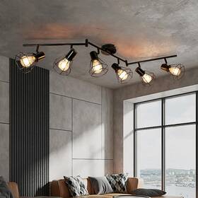 B0ddk6p59k Ltblight 6-light Track Lighting Fixture Black Metal Wire Cage Farmhouse E26 Ba