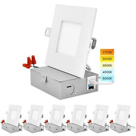Lr23759-6 Luxrite 4 Inch Ultra Thin Square Led Recessed Lighting 5 Color Temperature
