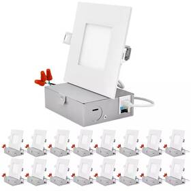 Luxrite 445019821896 4 Inch Ultra-thin Square Canless 5 Color Temperature Options Dimmable Remodel Int