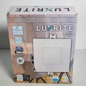 Luxrite 644216079612 4 Inch Ultra Thin Canless 5 Color Temperature Dimmable Recessed Light
