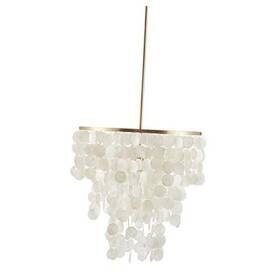 Madison Park Signature 086569954213 Isla Capiz Chandeliers Coastal Modern With White Shell Shade Dimmable Ceiling