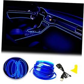 Maxlaxer 729494981663 El Wire Interior Car Led Strip Lights 3m Neon Usb 5v With Fuse 3 M Blue