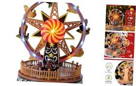 Me24-ferris Melody 9 Inch H Christmas Ferris Wheel With Led Lights Animated 2-yellow