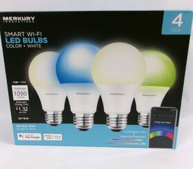 Merkury 194383009702 Wi-fi Smart Bulbs Color And White Dimmable 4 Pack Geeni 19w Alexa New