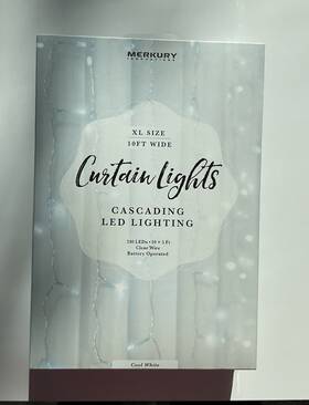 Merkury Innovations 844702093065 Curtain Led Lights 240 Cool White 10ft X 5ft Nib