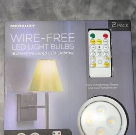 Mi-ml132-199 Merkury Innovations Wire-free Puck Led Light Bulbs 2 Pack Remote Control Mi-ml1