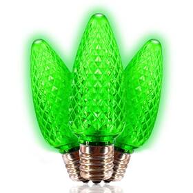 Mik Solutions 759614713904 C9 Led Bulb Pack Of 25 Green Replacement Christmas Light Bulbs Faceted