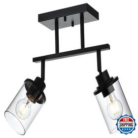 Miluces B0cmq95jfq 2 Light Track Lighting Kit Black Bathroom Wall Lights Clear Glass Shade